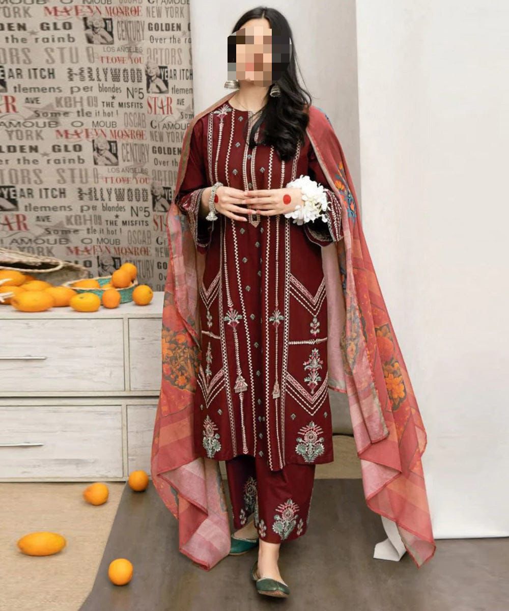 3 PIECE BEAUTIFUL EMBRODID DRESS FOR WOMEN