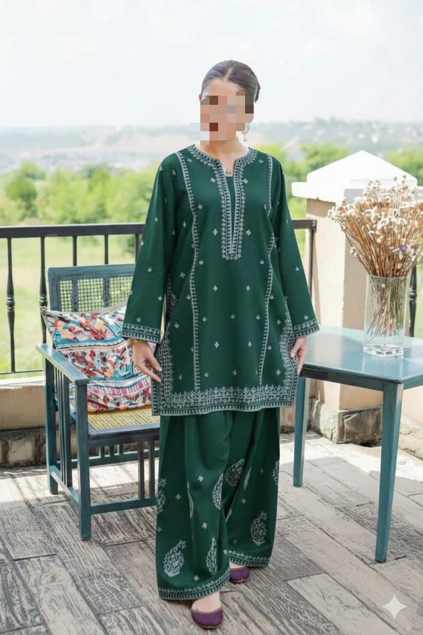 2 PIECE EMBRODID DRESS FOR WOMEN