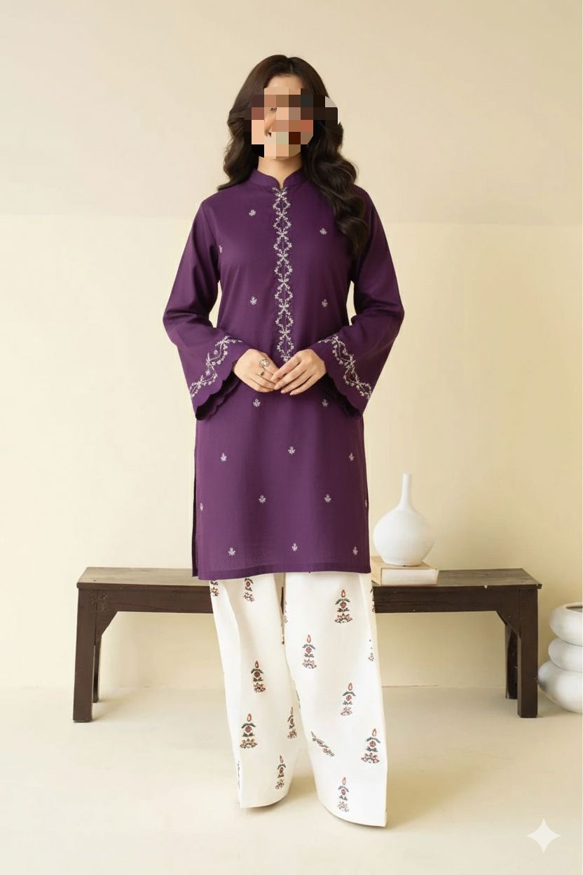 2 PIECE EMBRODID DRESS FOR WOMEN