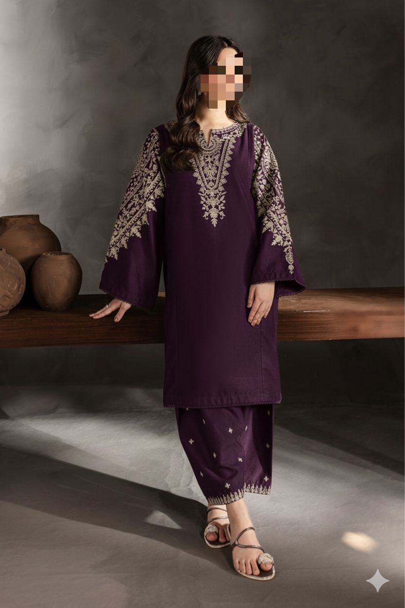 2 PIECE EMBRODID DRESS FOR WOMEN