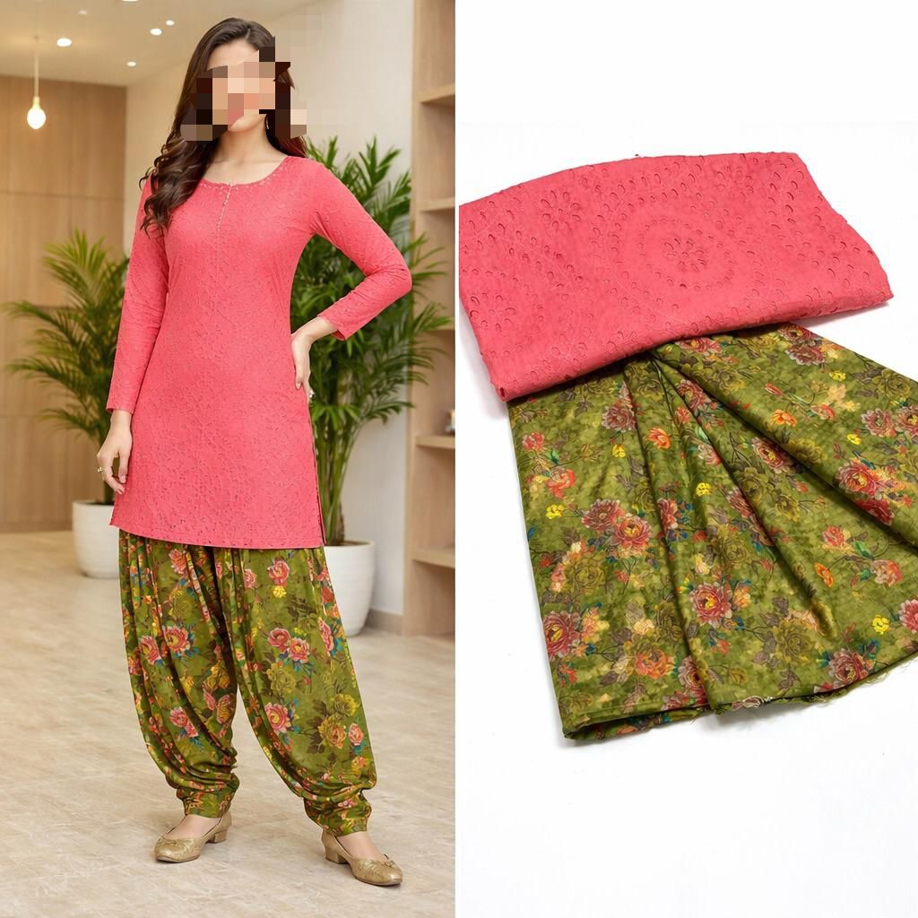 2 PIECE BEAUTIFUL CHIKENKARI DRESS FOR WOMEN