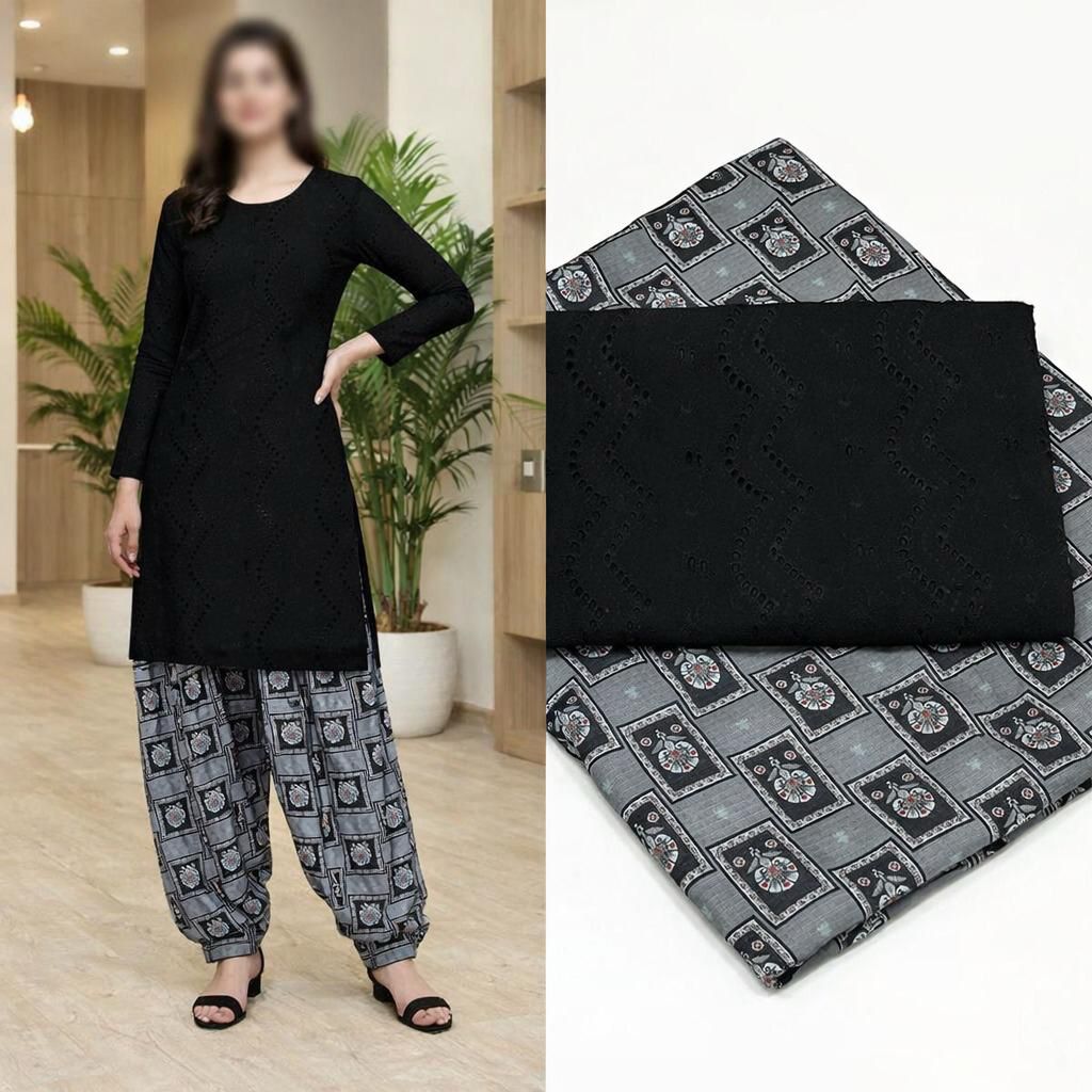 2 PIECE CHIKENKARI DRESS FOR WOMEN