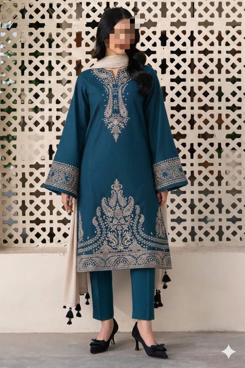 3 PIECE BEAUTIFUL EMBRODID DRESS FOR WOMEN