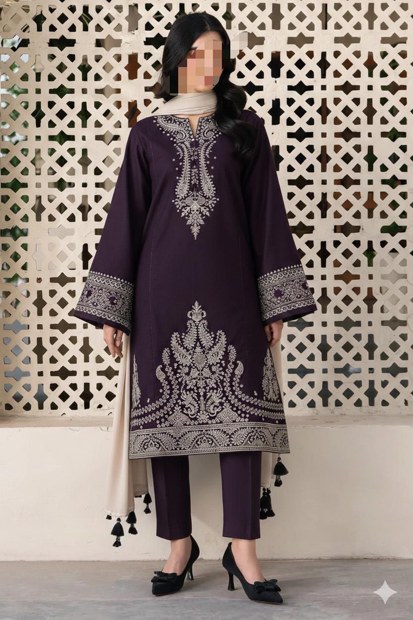 3 PIECE BEAUTIFUL EMBRODID DRESS FOR WOMEN