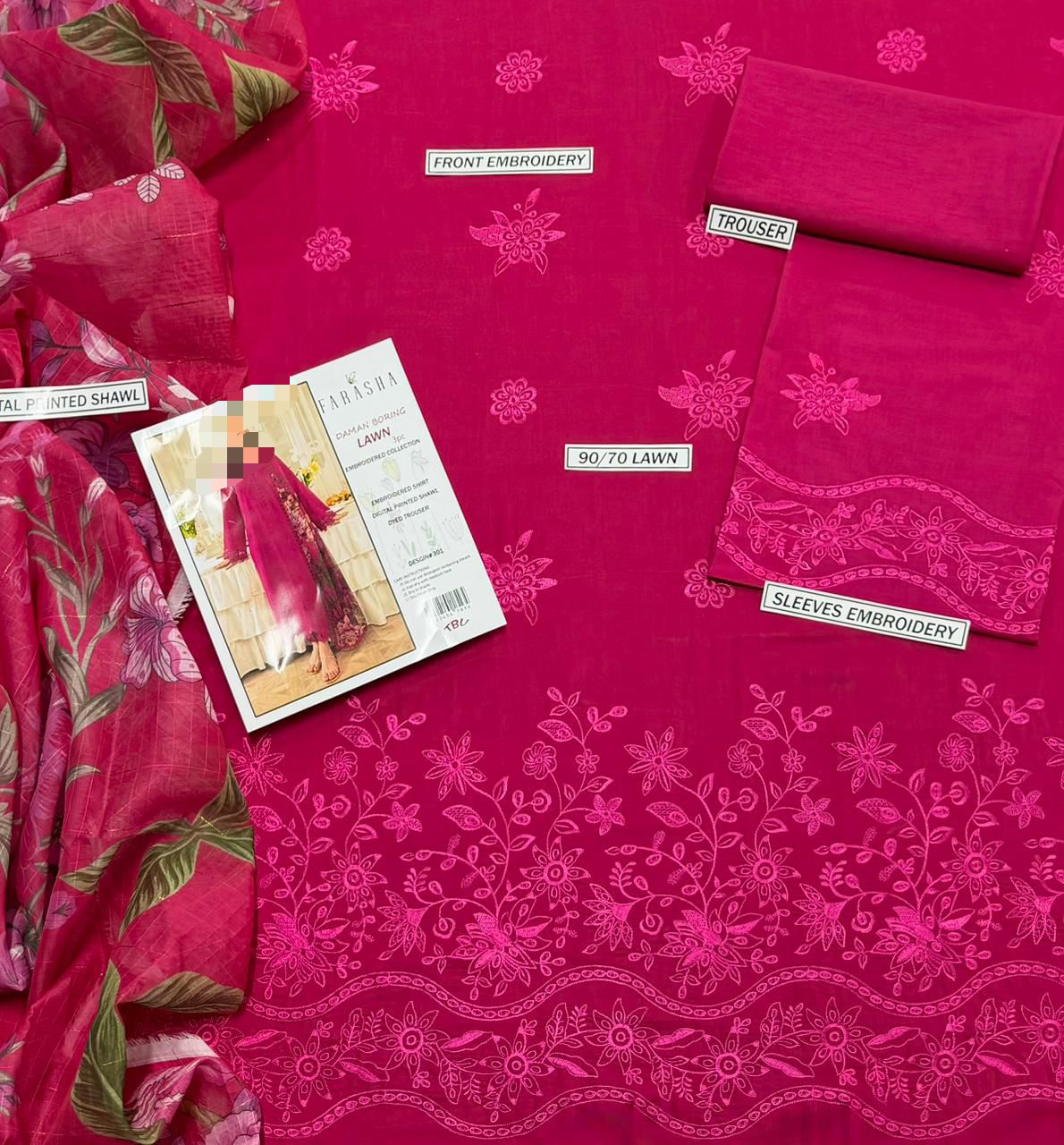 3 PCS BEAUTIFUL EMBRODID DRESS FO WOMEN