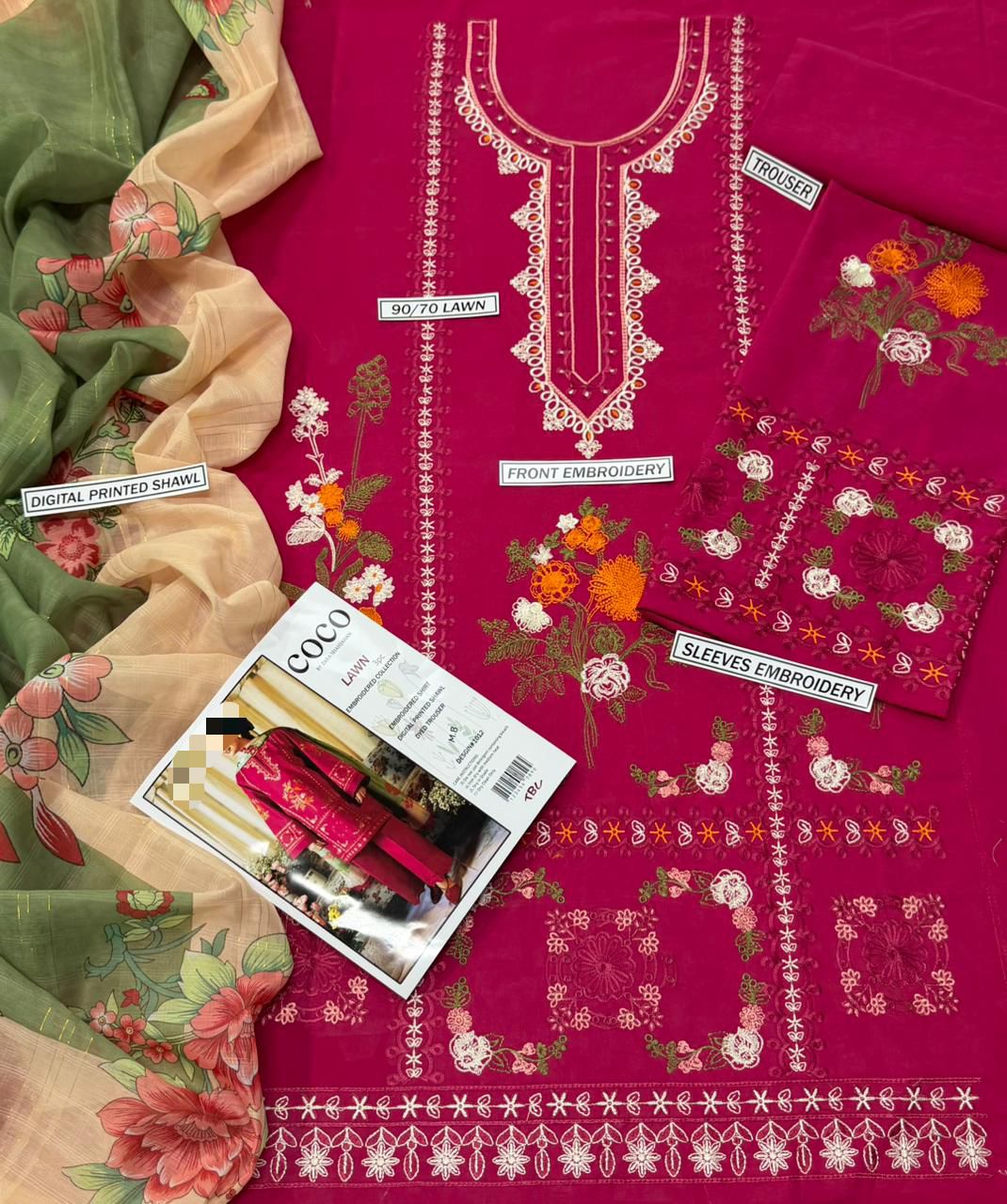 3 PIECE BEAUTIFUL EMBRODID DRESS FOR WOMEN