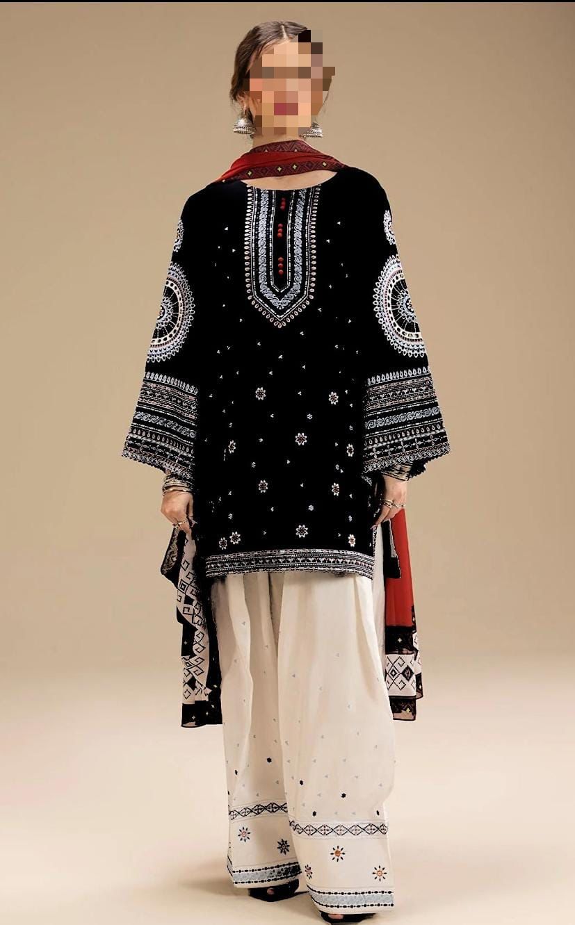3 PIECE EMBRODID DRESS FOR WOMEN