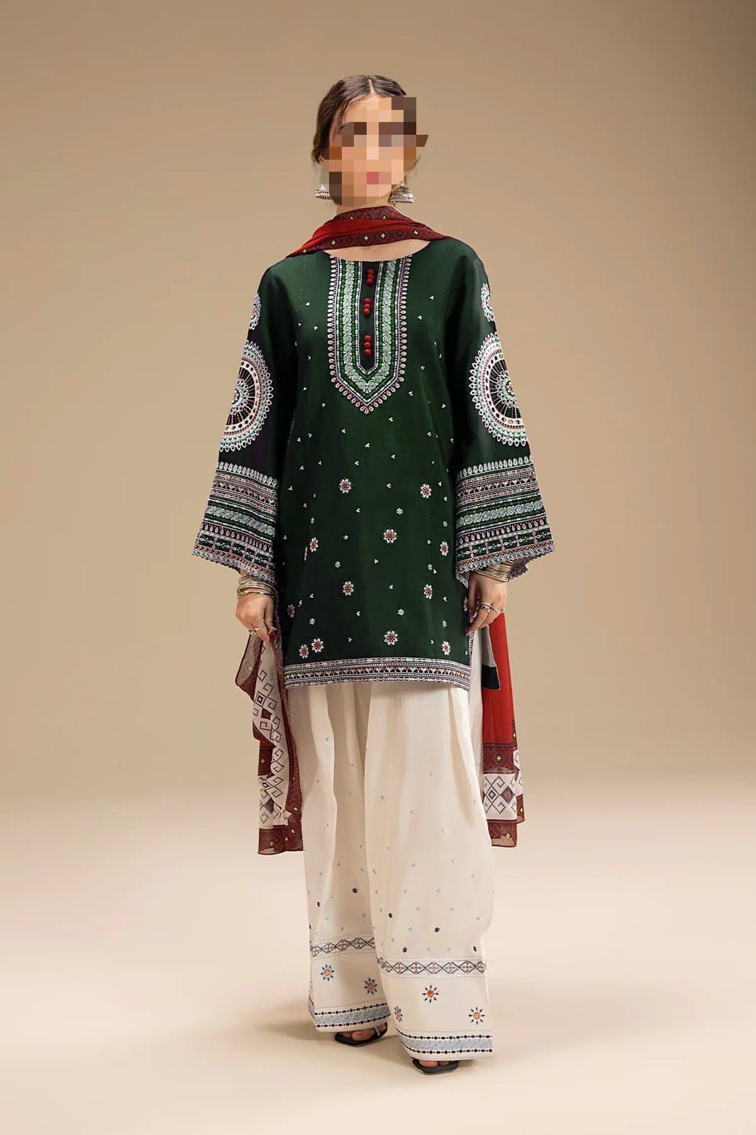 3 PIECE EMBRODID DRESS FOR WOMEN