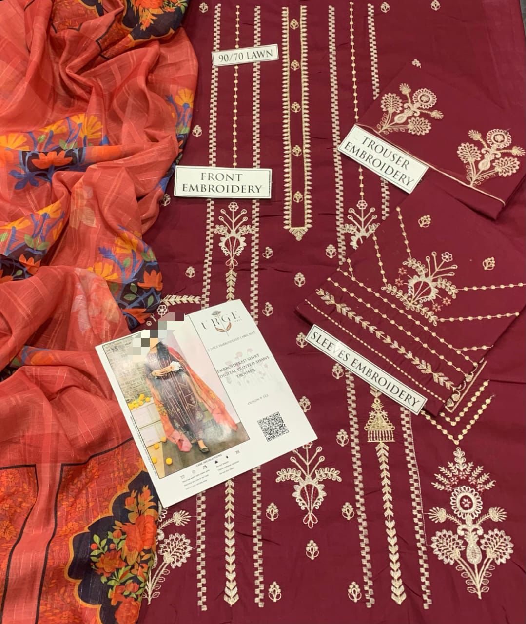 3 PIECE BEAUTIFUL EMBRODID DRESS FOR WOMEN
