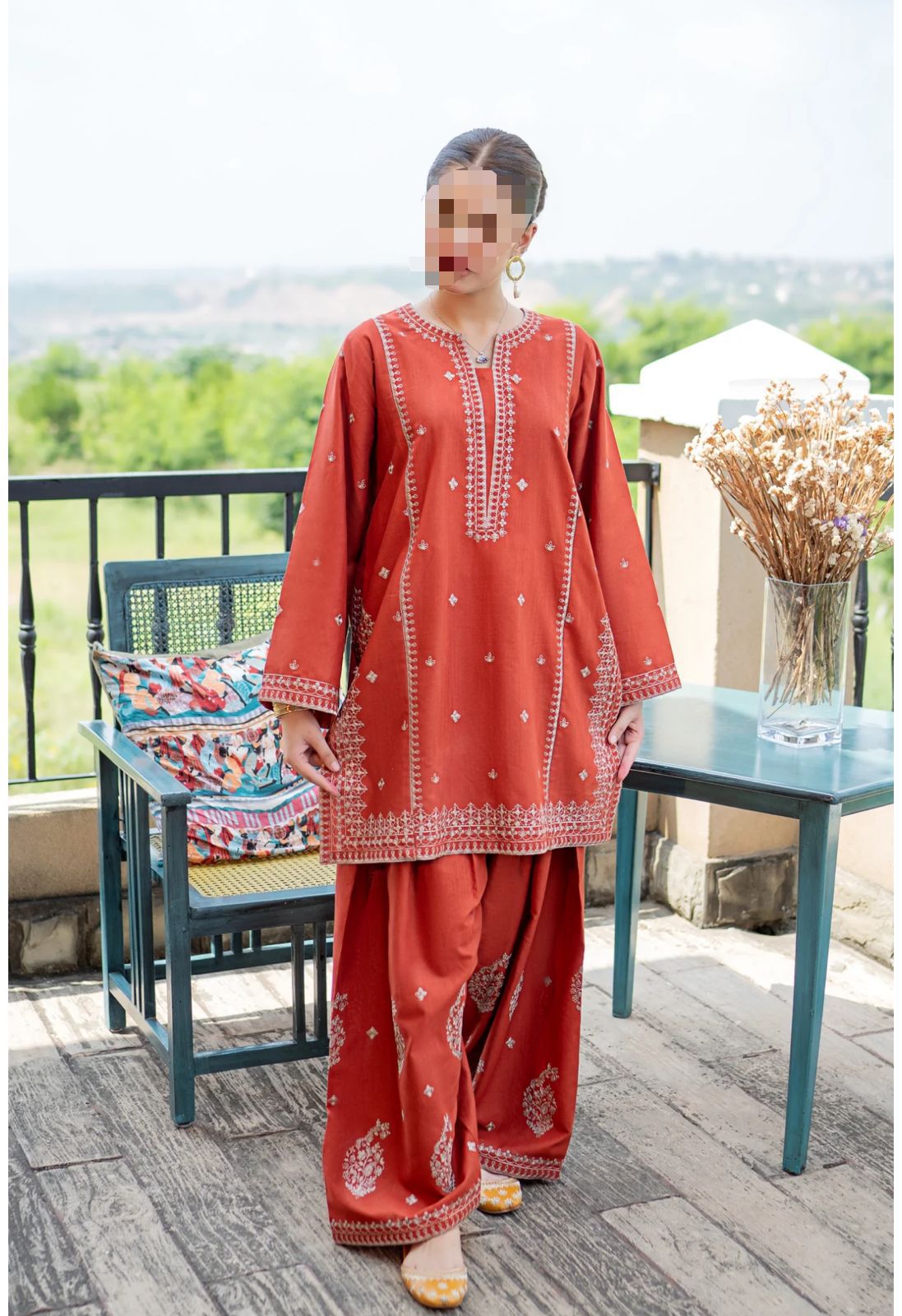2 PIECE EMBRODID DRESS FOR WOMEN