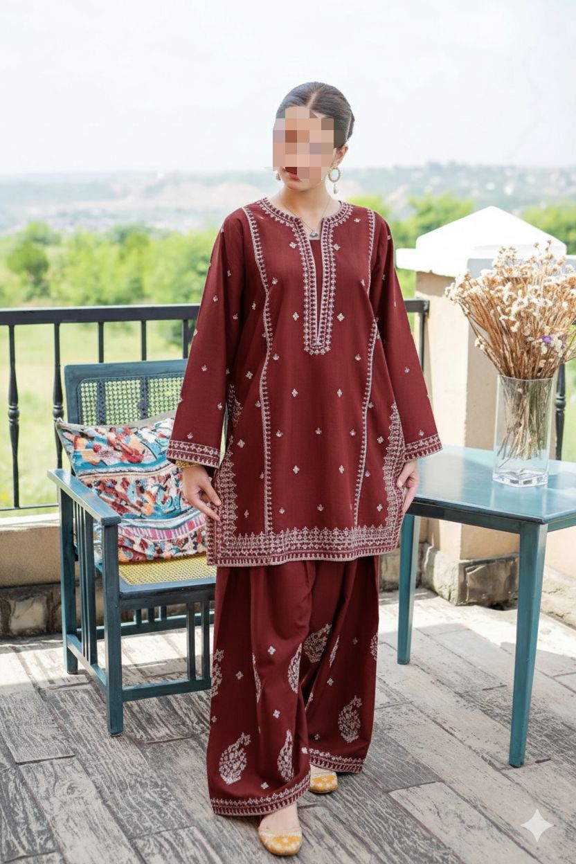 2 PIECE EMBRODID DRESS FOR WOMEN