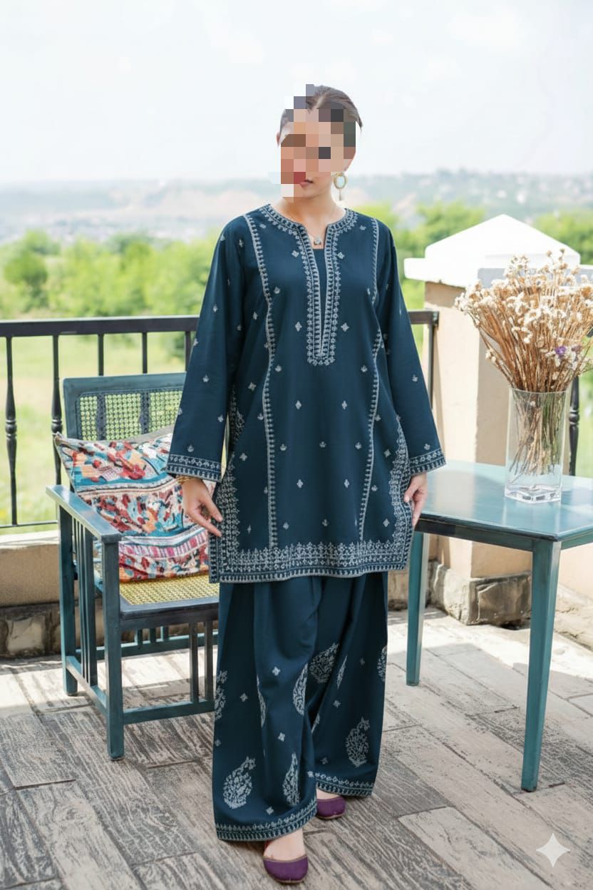 2 PIECE EMBRODID DRESS FOR WOMEN