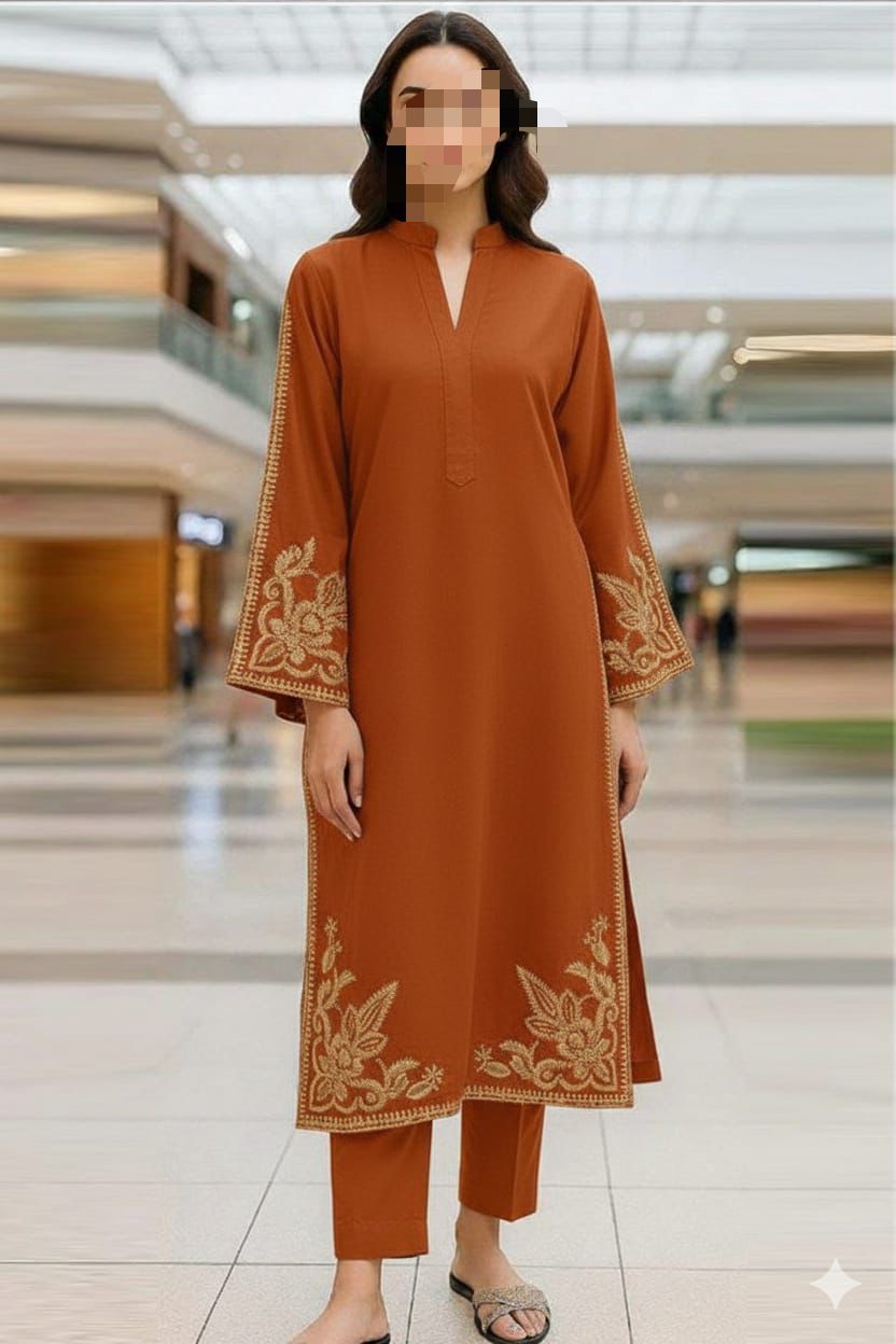 2 PIECE EMBRODID DRESS FOR WOMEN