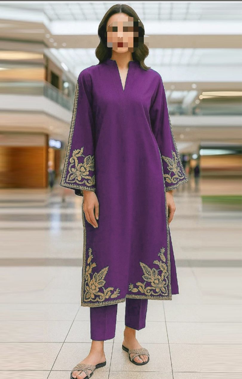 2 PIECE EMBRODID DRESS FOR WOMEN
