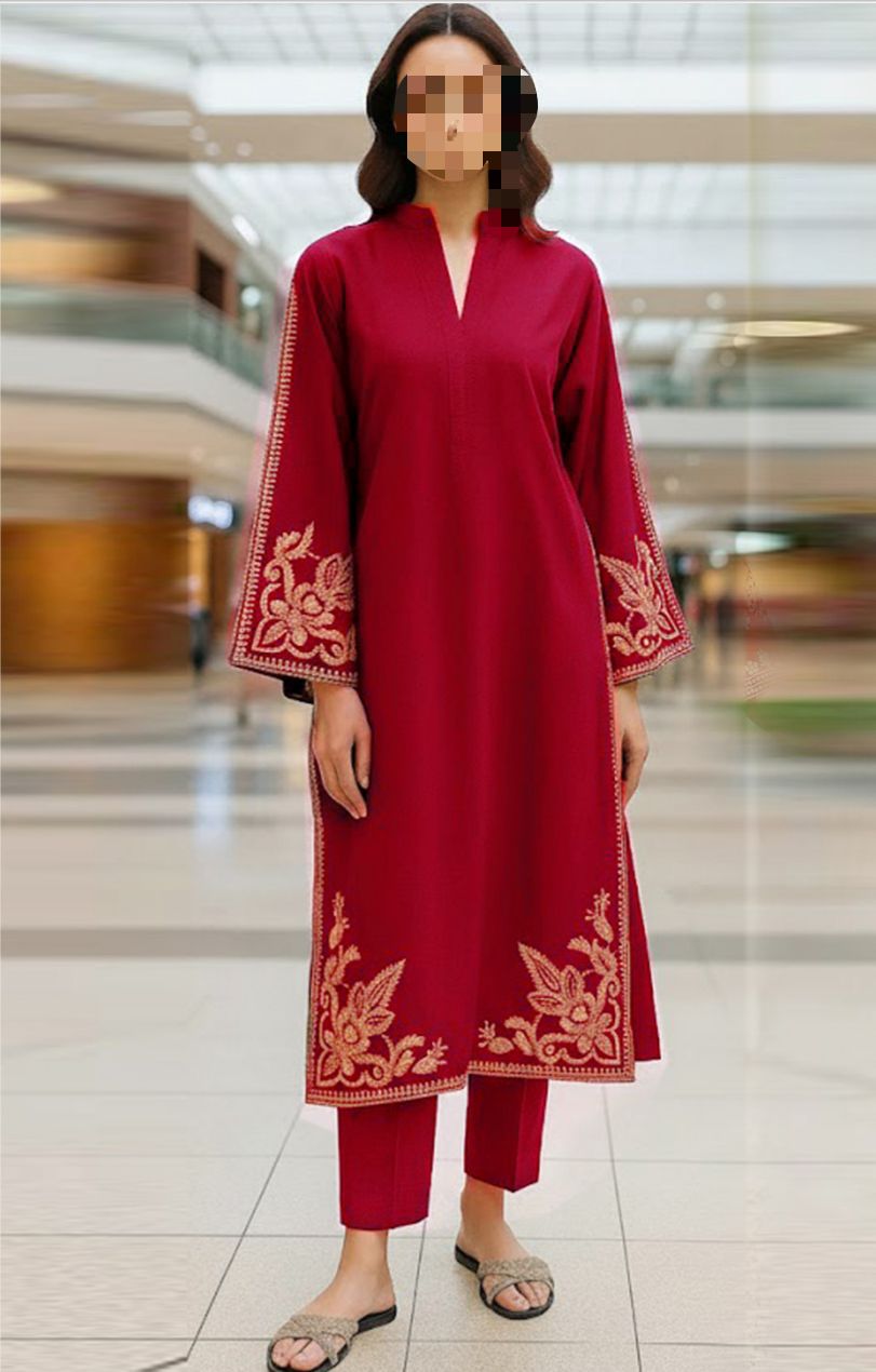 2 PIECE EMBRODID DRESS FOR WOMEN