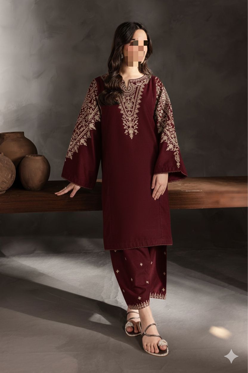2 PIECE EMBRODID DRESS FOR WOMEN