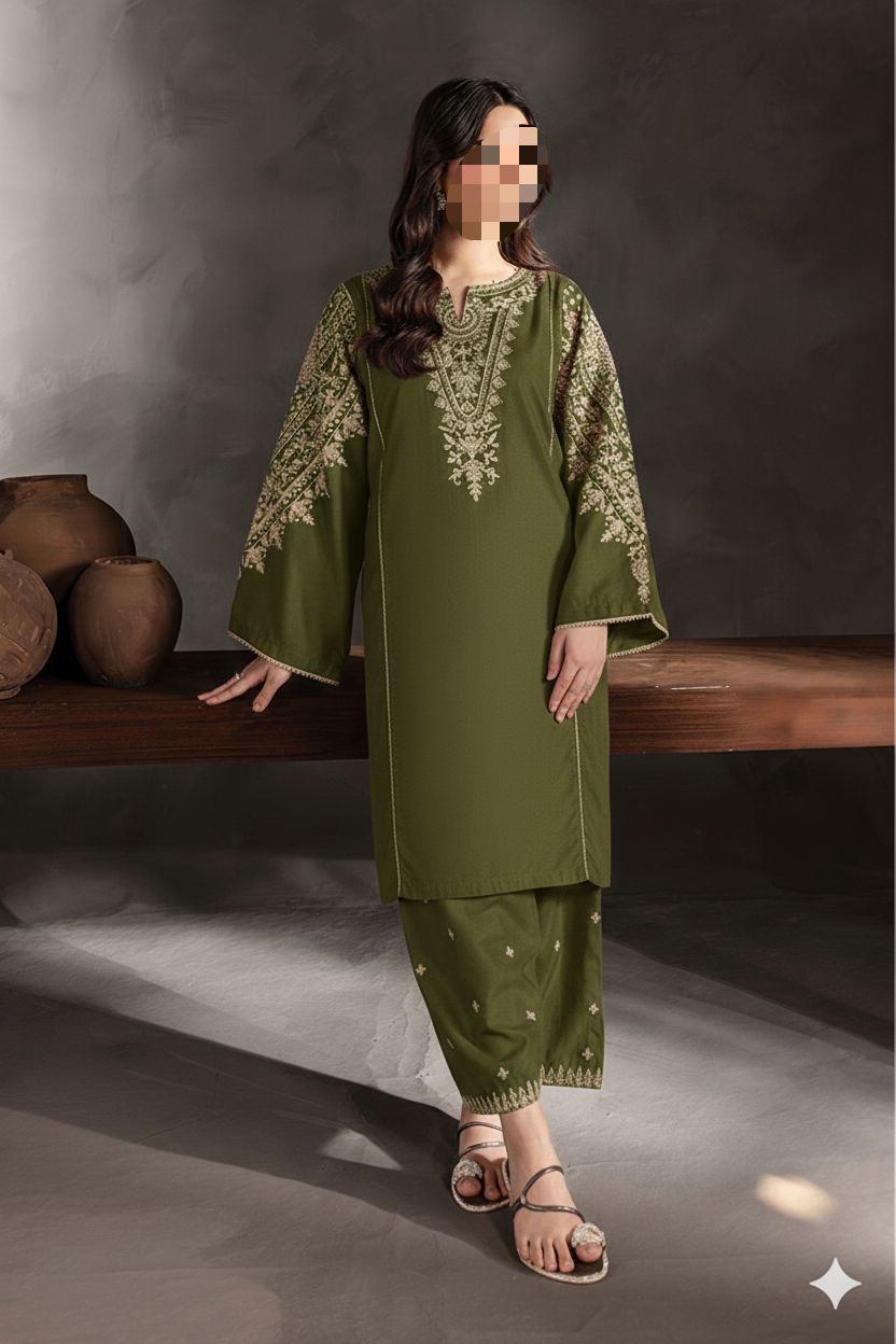 2 PIECE EMBRODID DRESS FOR WOMEN